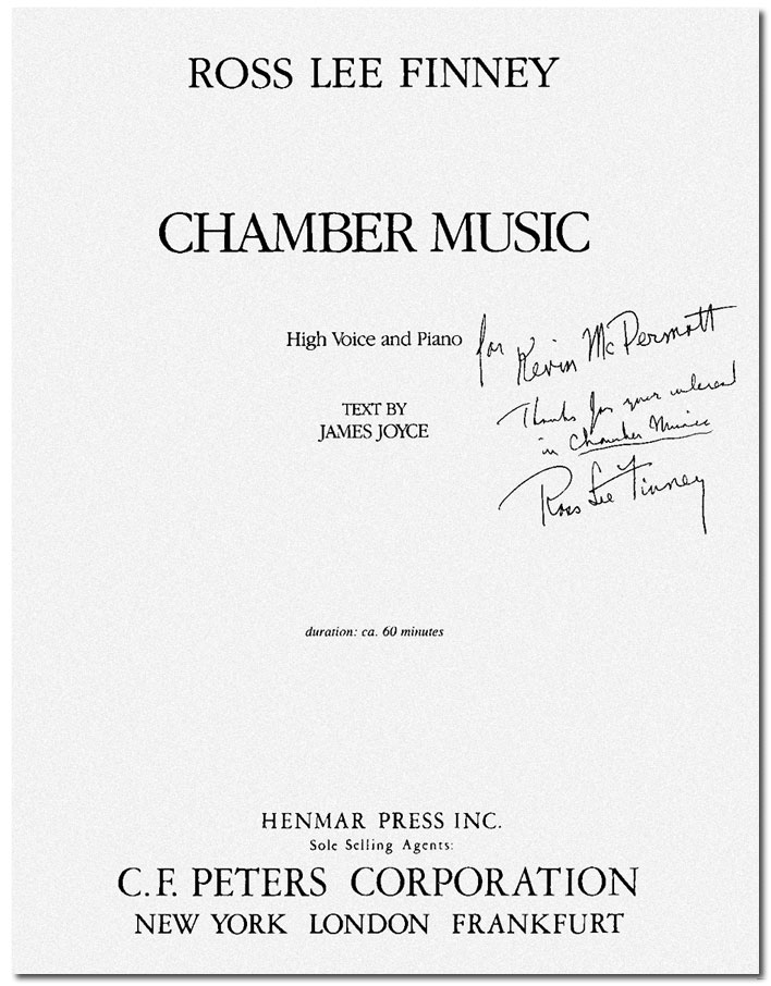 Inscribed title page of Chamber Music