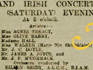 Clipping from the Freeman's Journal announcing a 1904 concert featuring James Joyce