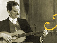 James Joyce playing the guitar in Trieste, 1915